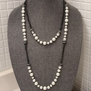 WHBM Pearl and Hematite Necklace